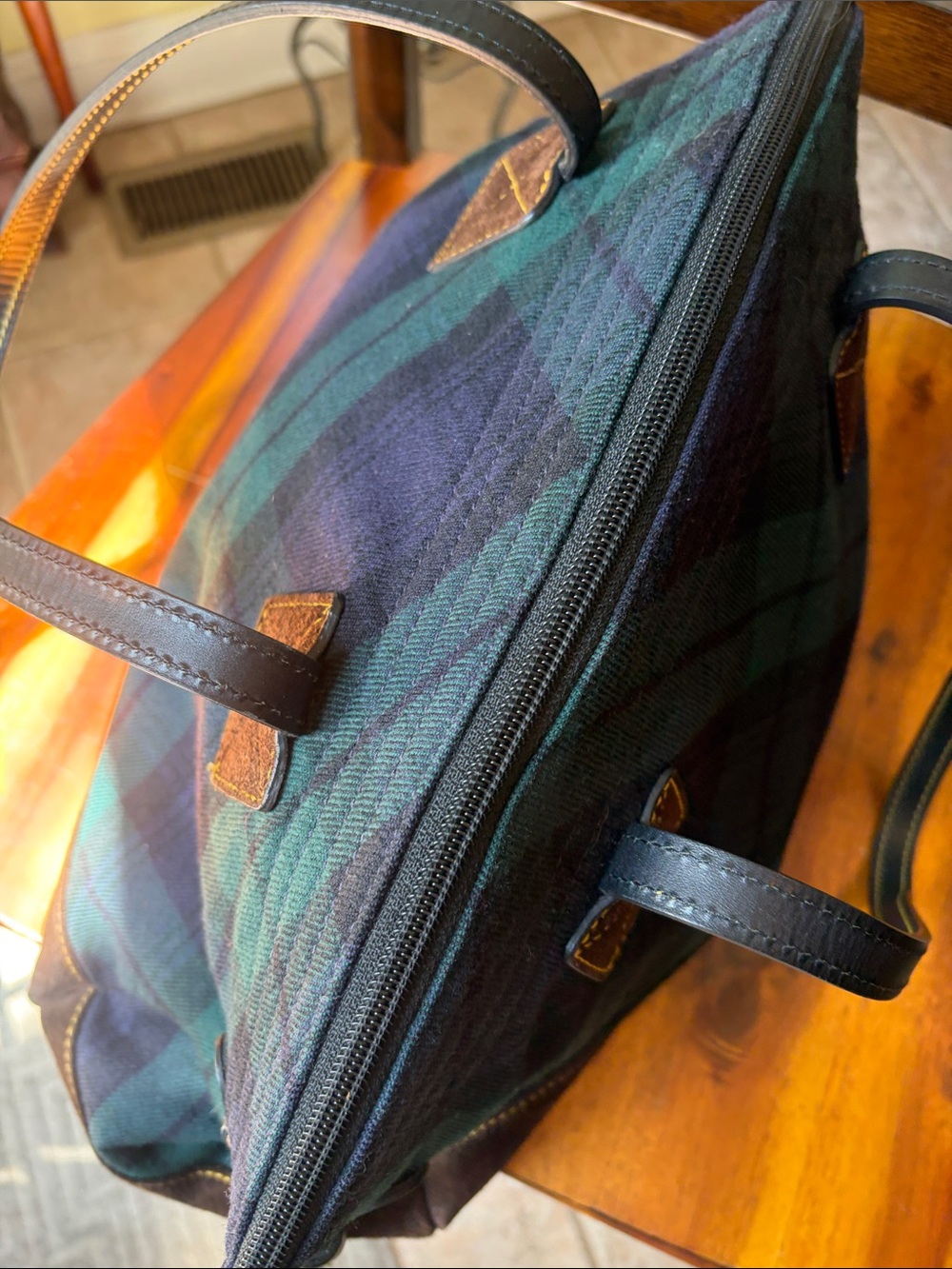 Dooney & Bourke Navy and Green Plaid Satchel - Picture 13 of 13